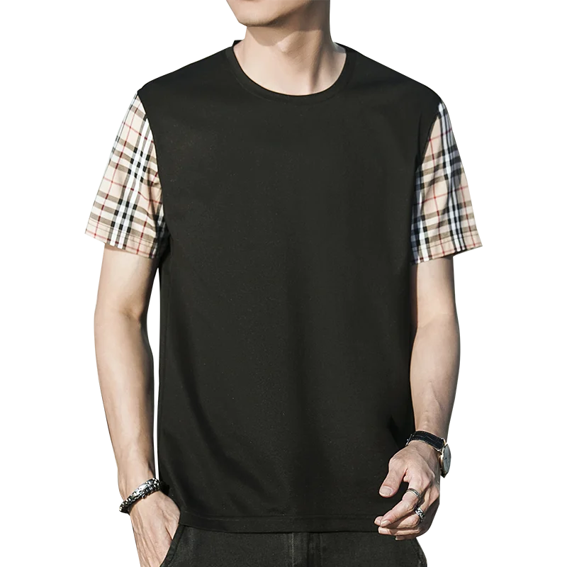 

2021 summer new young men's round-necked short-sleeved Korean fashion patchwork color short-sleeved T-shirt, Customized color