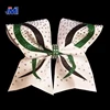2019 Hotsale White base glitter green and brown ribbon glitter cheer bow girls