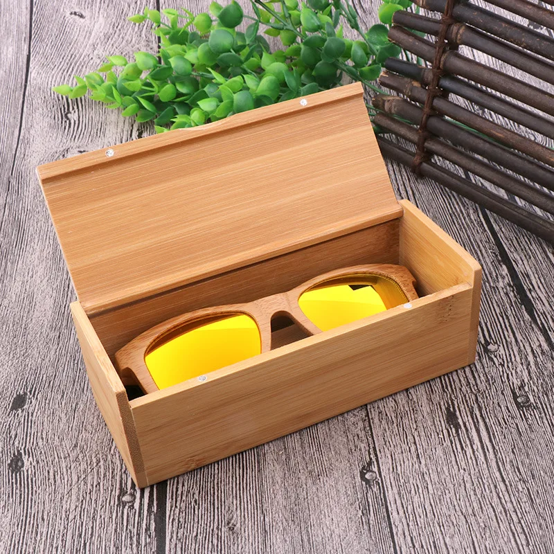 

Factory direct sale handmade bamboo and wood glasses case bamboo natural color clamshell case can be engraved with LOGO