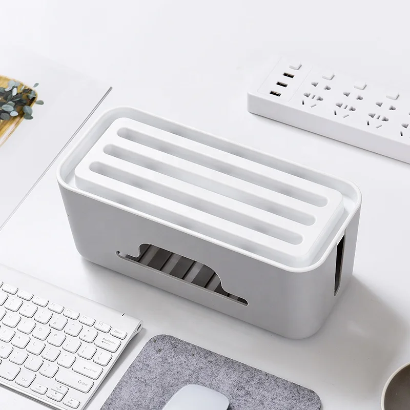 

High quality household storage management cable organizer box, White, grey