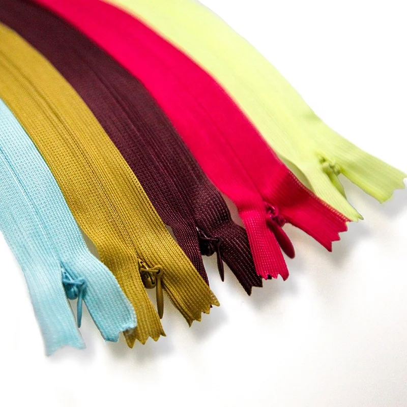 

Wholesale Fashion 3# Nylon invisible zipper for cloth edge closed tail pillow backrest color lace mesh edge skirt zipper