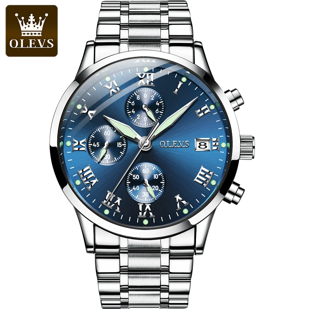 

OLEVS Waterproof Feature Watch Mens Fashion Business Watches Multi Time Zone Quart Watch Stainless Steel Luxury 2020 Shenzhen