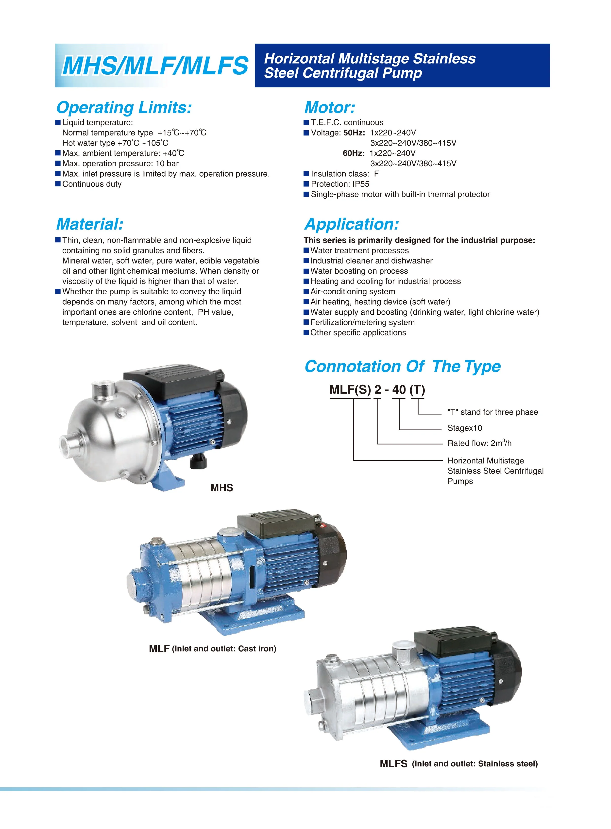 Mhs Horizontal Multistage Stainless Steel Centrifugal Pump - Buy Pump ...