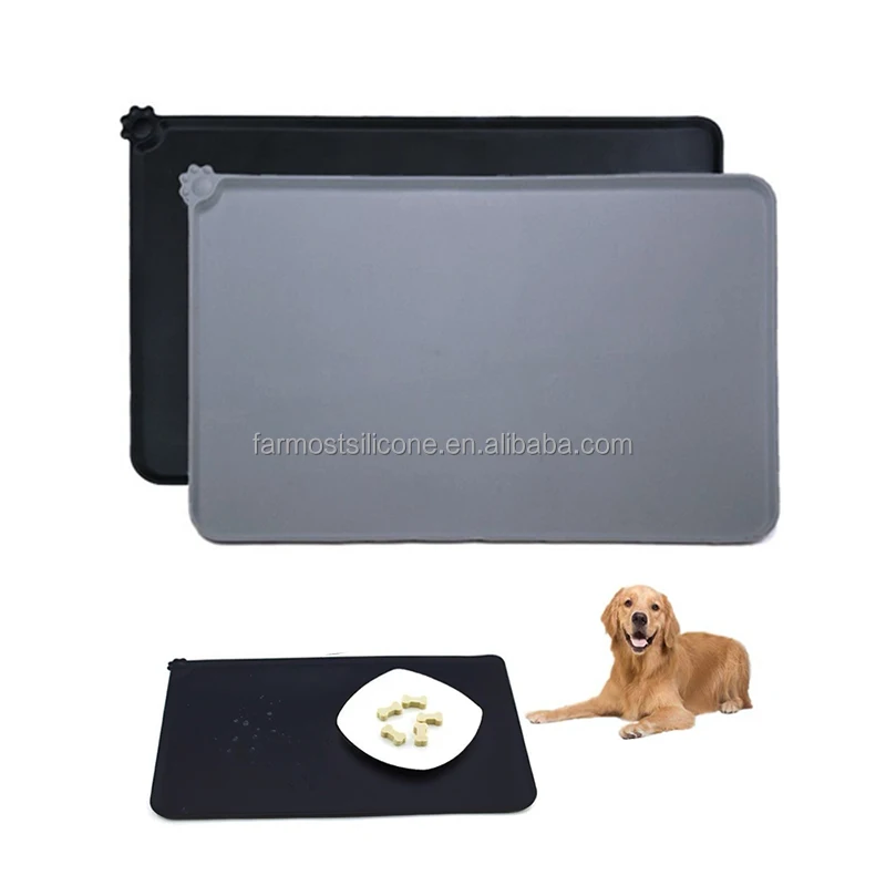 

Wholesale Silicon Pet Dog Placemat Dog Silicone Feeding Bowl Mat Durable Waterproof Pet Cat Food Mat, Black, grey