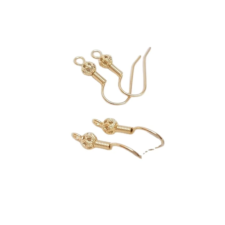 

14K gold plated hollow ball spring ear hook diy earring accessories material