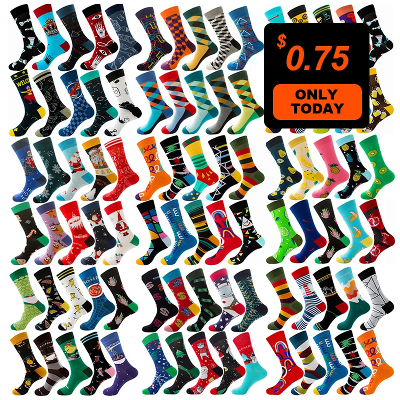 

Wholesale custom designer crew cotton jacquard dress socks unisex colorful crazy funny happy socks men