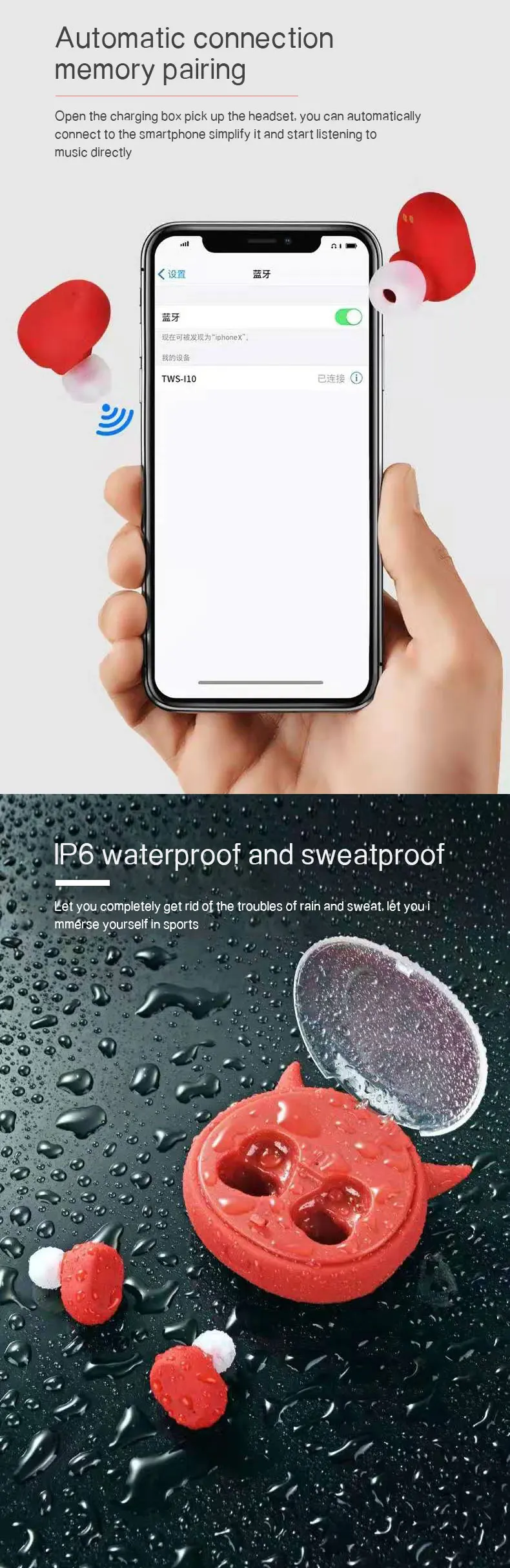 Christmas Gift I10S Wireless Bluetooth Headphones Electronics Mobile Accessories Waterproof IP6 TWS Earbuds Bluetooth Earphone - ANKUX.COM