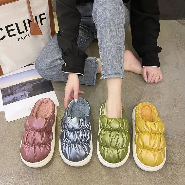 

Comfortable anti-slip women plush sandals hot sale indoor outdoor fluffy slides water-proof women fur sandals, Yellow, green,pink and blue