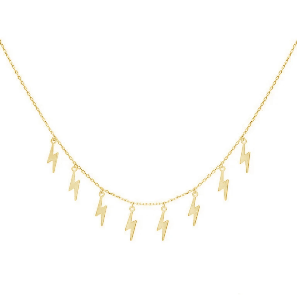 

925 Sterling Silver 14K gold Plated Lightning Bolts necklace For Woman