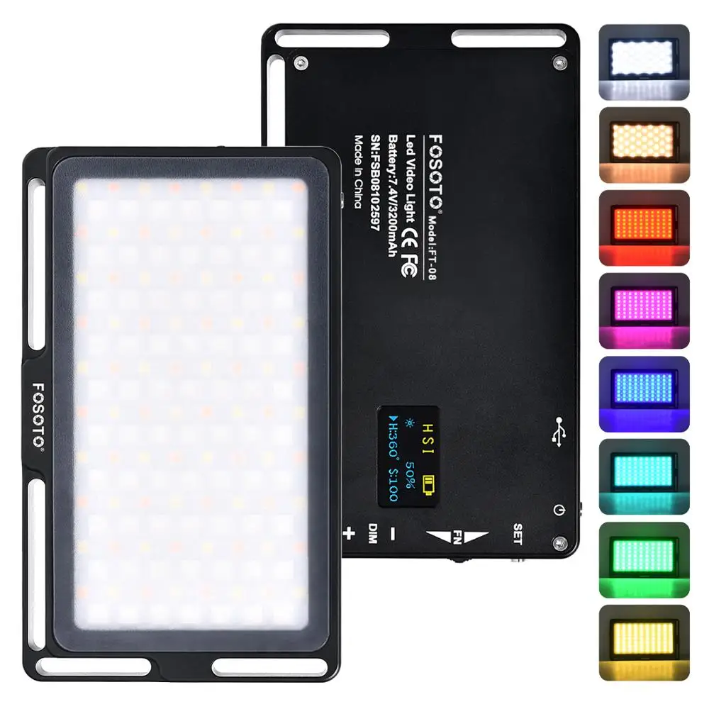 

Philippines Free Shipping FOSOTO FT-08 RGB Flash Selfie LED Professional Mini Video Light For Phone Camera Shooting Studio Video, Black