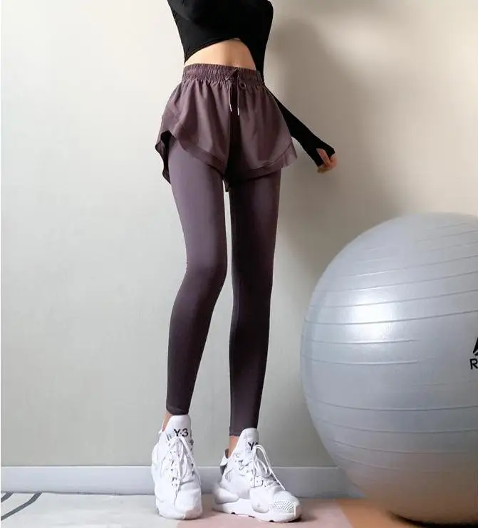 

2021 False Two-Piece Elasticity Breathable Sport Leggings Yoga Pants
