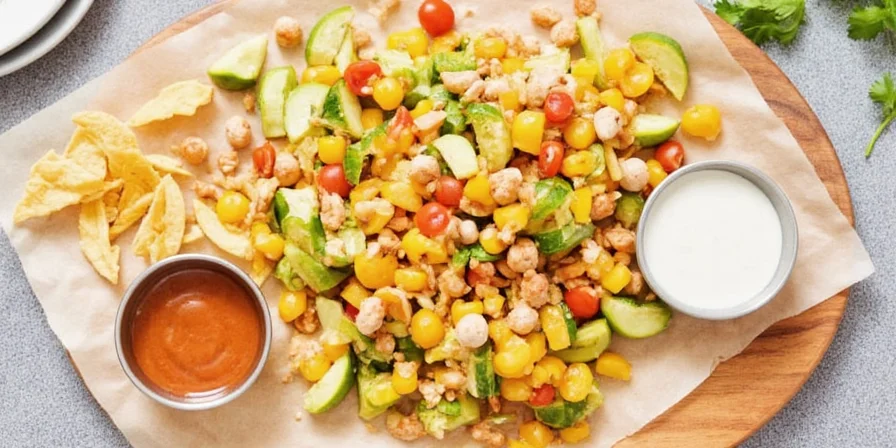 Dishes served with chipotle ranch: sweet potato fries, grilled chicken, tacos