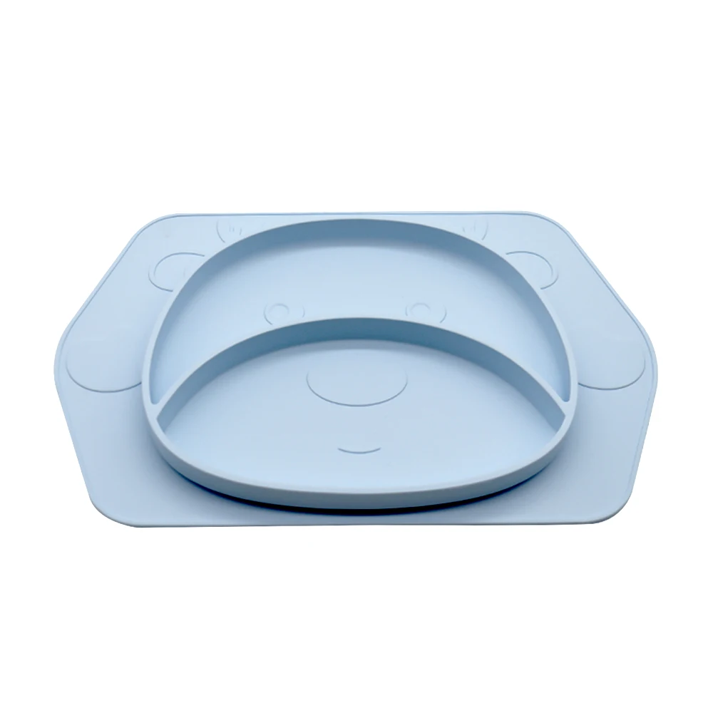 

Wholesale Amazon Top Seller Cute Square Kids Silicone Plates For Baby Feeding, Blue&pink