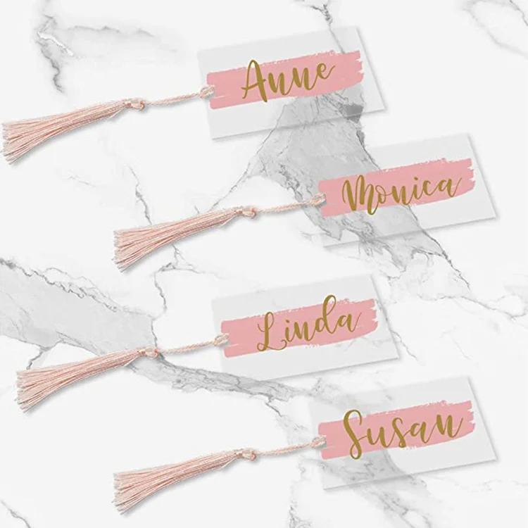 
Cheap Custom Color Logo Printed Gift Blank Acrylic Name Table Card Acrylic Wedding Invitation With Pendant 