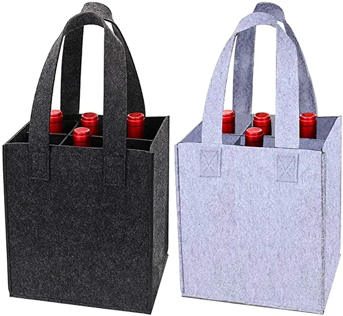 

Felt bottle bag 6 Bottles Dark grey Felt Wine Gift Bags Felt Wine Carrier Tote Bag