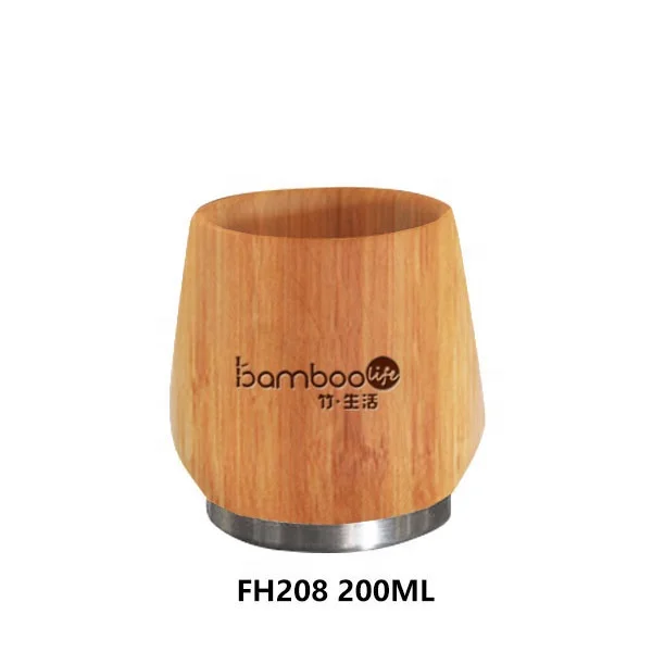 

BG613B 200ML/7OZ Multi-Function Cups Bamboo Base Cheap Bulk Coffee Mugs Ceramic, White