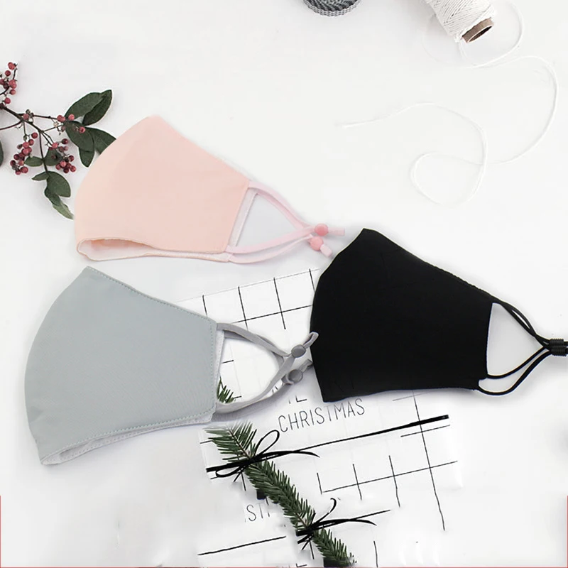 
Summer Ice silk cold fabric fashion reusable breathable dustproof 3D washable adjustable ear cotton face maskes facemasks 