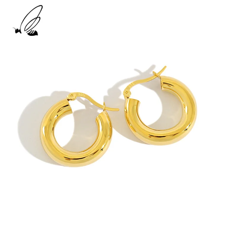 

Europe Hot Sale High Quality Hollow 18k Gold S925 Silver Hoop Earrings Huggies
