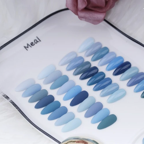 

Best Selling 15 ml 18 Blue Esmaltes Gel Color Gel Nail Polish Set With Color Chart Display For Nail Salon, 18 jesn blue colors