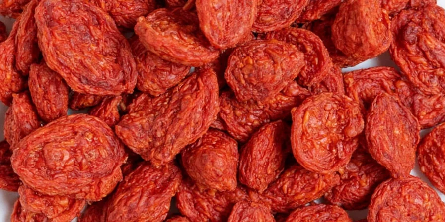 Sun-dried tomatoes on a wooden tray