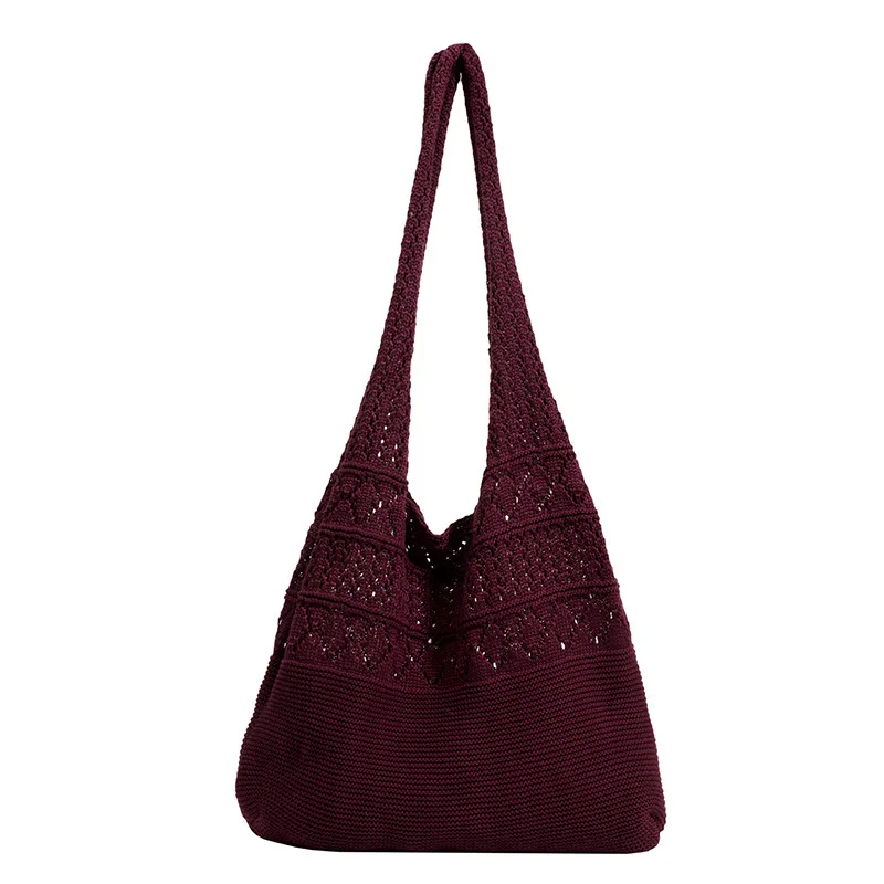 

Korea Fashion Women Wool Knitted Casual Tote Bag 2021 New Large Capacity Portable Shopping Bag