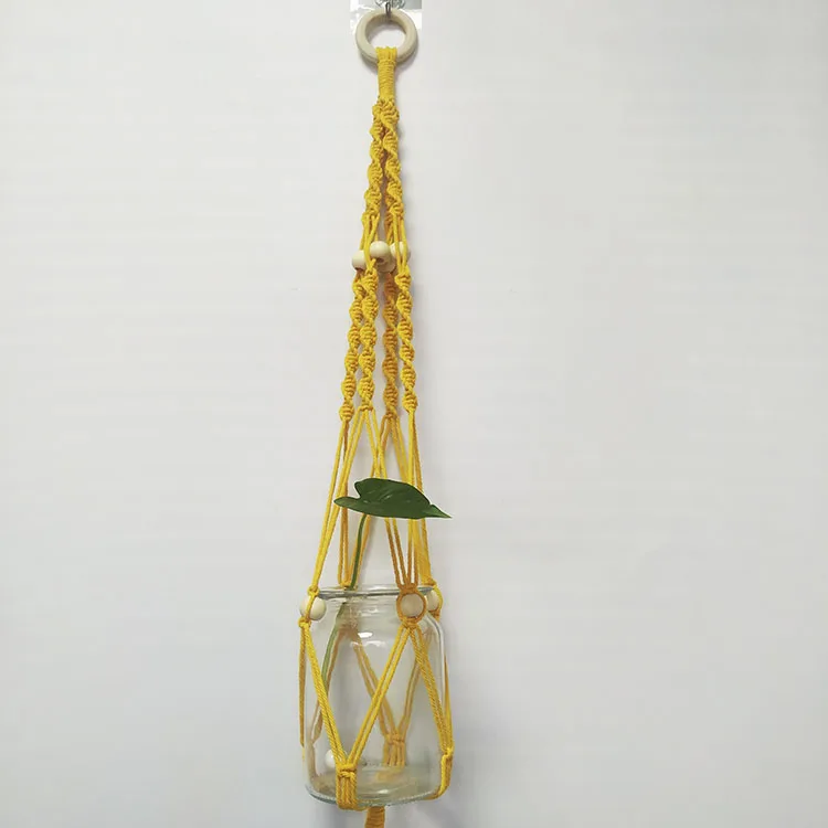 

woven macrame wall hanging handmade plant basket as boho house decor, Customized color