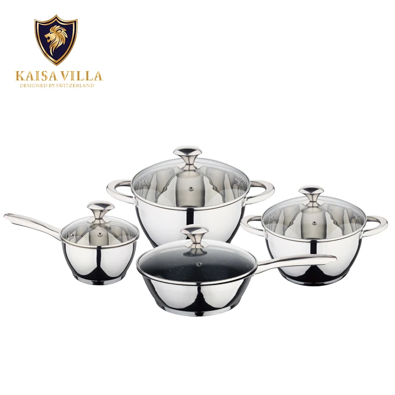 

KAISA VILLA (KV-6614) Drop Shipping Cooking Kitchen Pot Kitchen Non Stick Cookwareset Pots Of Stainless Steel (2 set/ctn), Silver