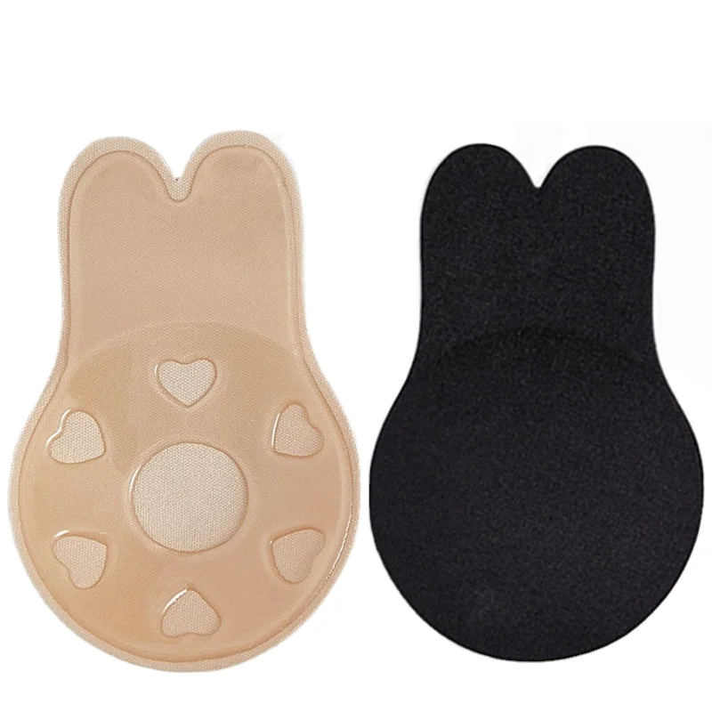 Nude Silicone Rabbit Petal Pasties Sexy Adult Decorative Nipple Covers Push-Up Feature Halter Strap Type Cup Logo Button