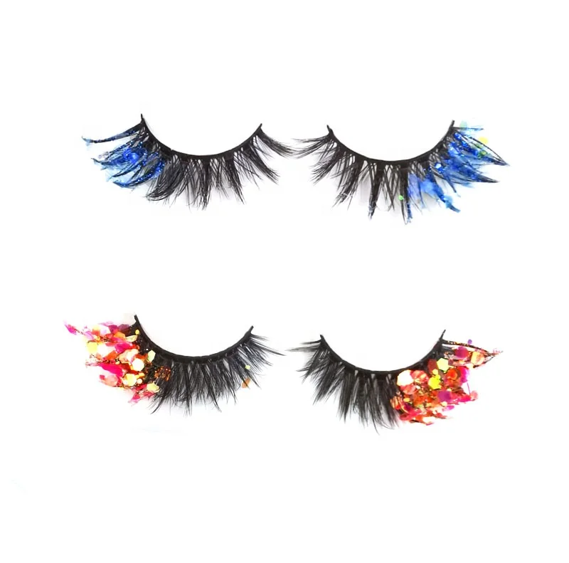 

2022 New Neon Colorful Lashes Wholesale Fluffy Other Tail Flashing 3D Faux Mink Eyelashes Bulk