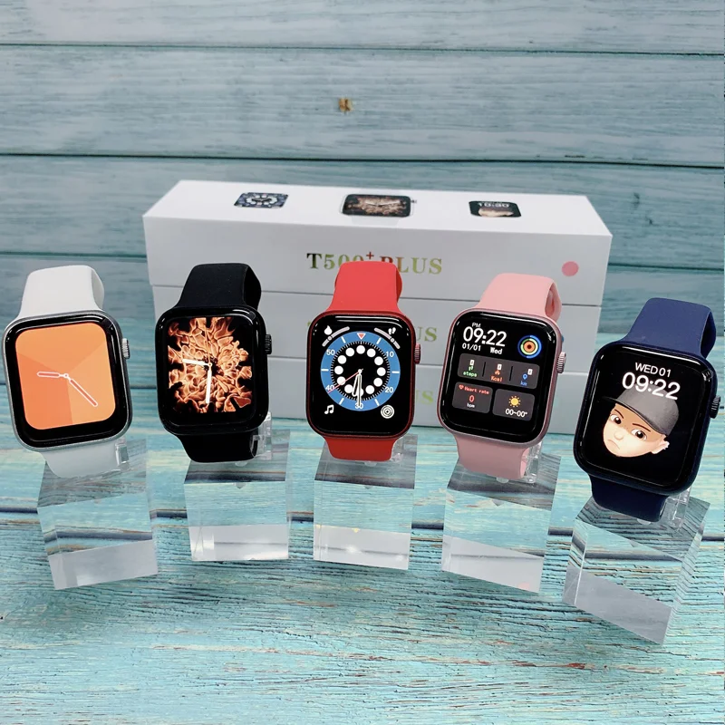 

2021 IWO T 500+ Reloj Inteligente Hiwatch T500pro Smart Watch T500plus Serie 6 T500 Pro Smartwatch T500 Plus, Black white pink red blue