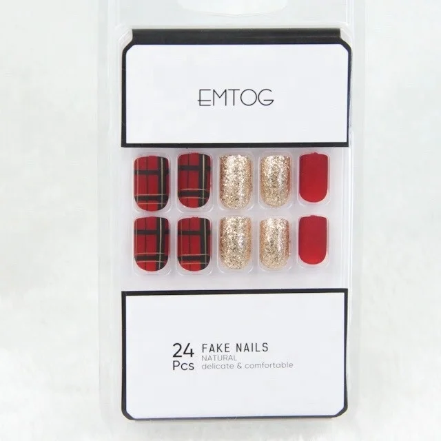 

Hot sales Wine red bright matte false nails round head short nail tip