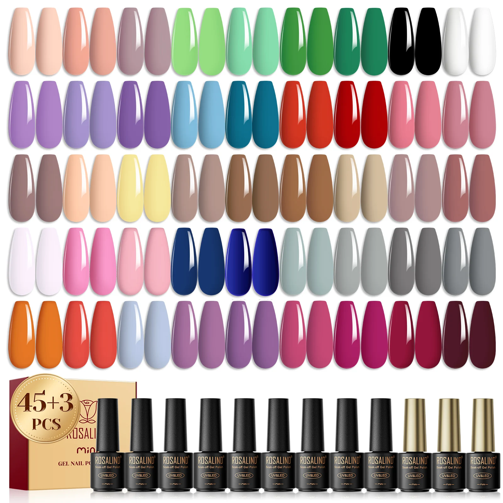 

ROSALIND Vernis a ongle permanent professionnel custom very good long lasting 48 colors gel nail polish set uv gel for nail art