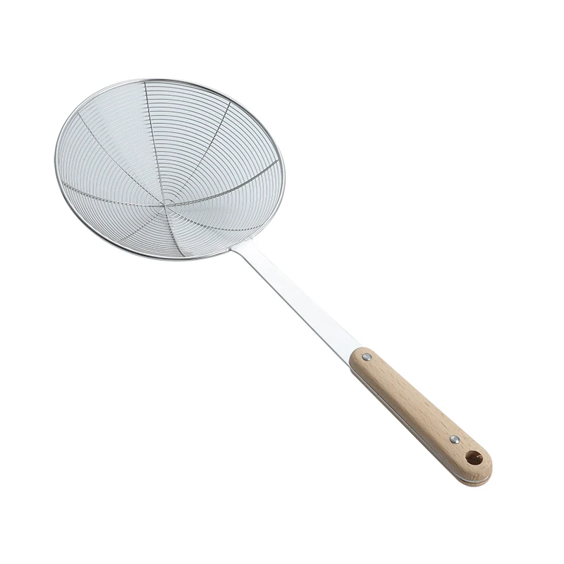 

Hot sale noodle strainer wire skimmer strainer with wooden handle stainless steel strainer, Silver