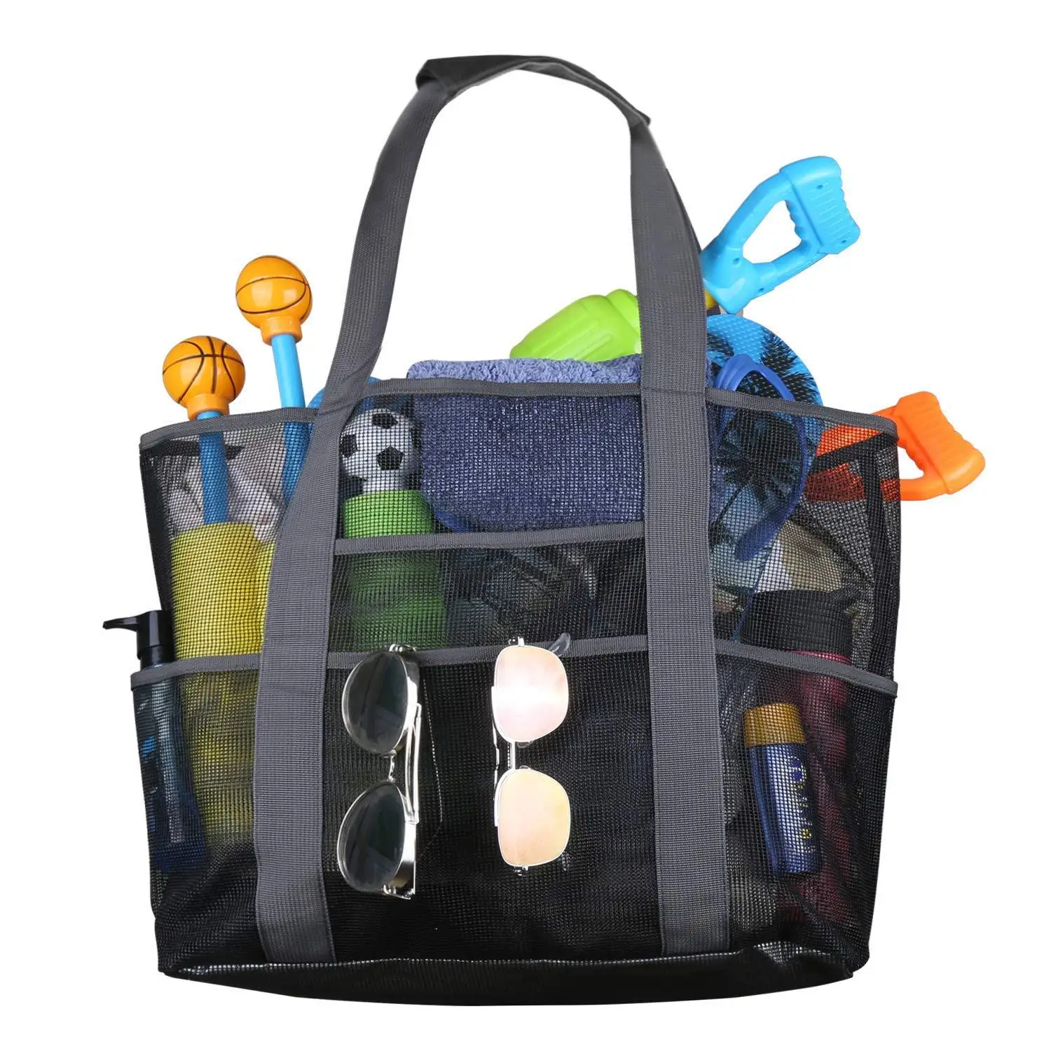 

Large Mesh Tote Beach Toy Shopping Bag Hand Bag Mesh Clear Summer Sea Bags Beach with Holes, Customized color