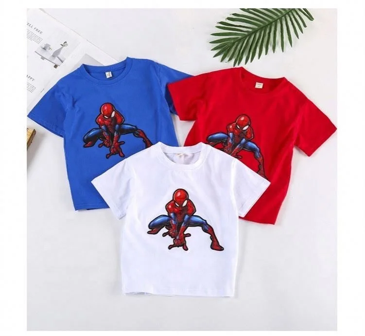 

Luminous cool spiderman character kids toddler boy children t shirt printed, Customized