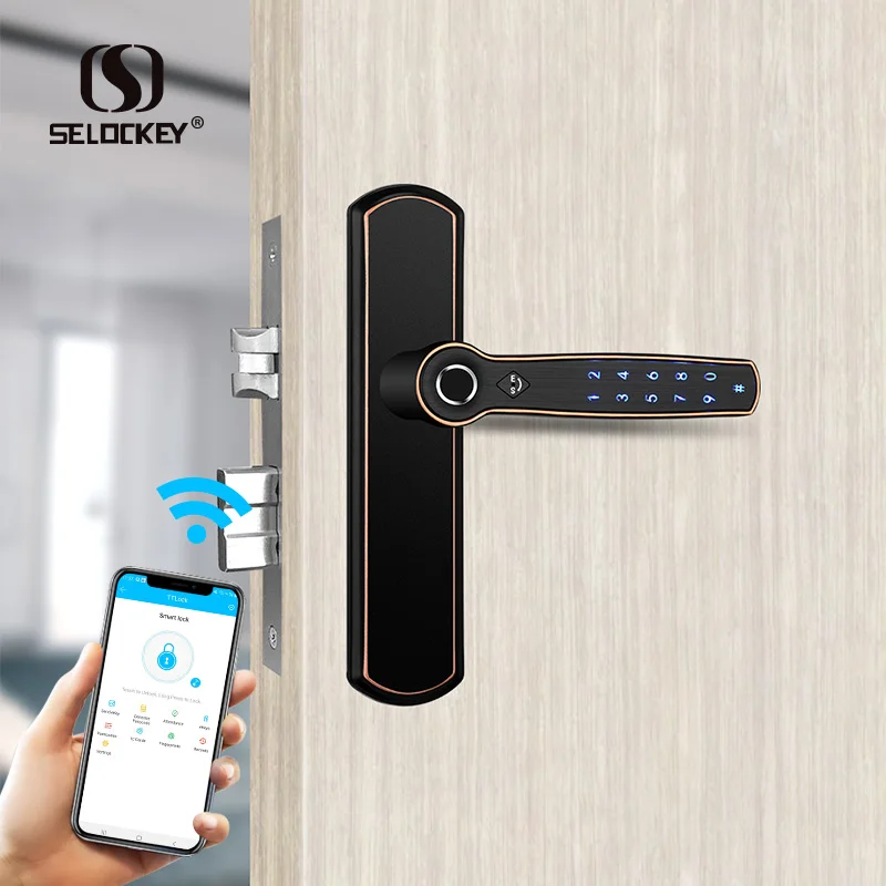 Modern Design Ttlock App Biometric Deadbolt Fingerprint Handle Door ...