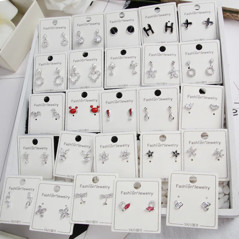 

2019 S925 silver needle three pairs of sets DIY stud earrings small fresh colors series stud earrings set for girls jewels
