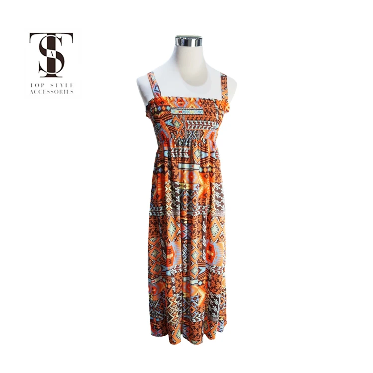 

Orange vintage Fashion Ladies Summer Sleeveless Floral Halter Women Casual Print Dresses