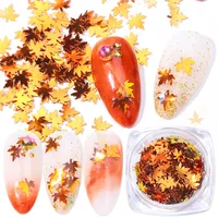 

New design 5 Colors Laser Maple Leaf Nail Art Sequin Autumn Spangles for Nail Decoration
