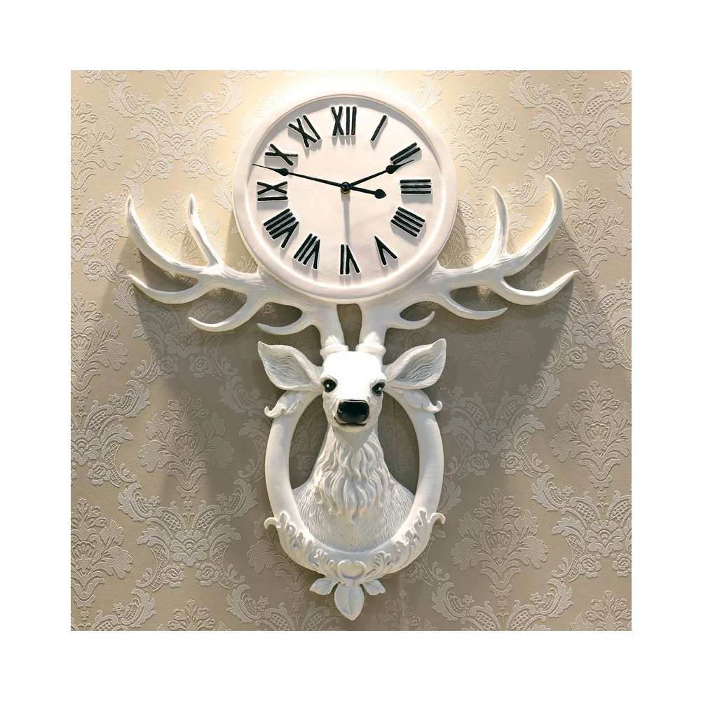 

Hot Sale High Quality Living Room Deer Head Creative Clock Wall Electronic Quartz Clock