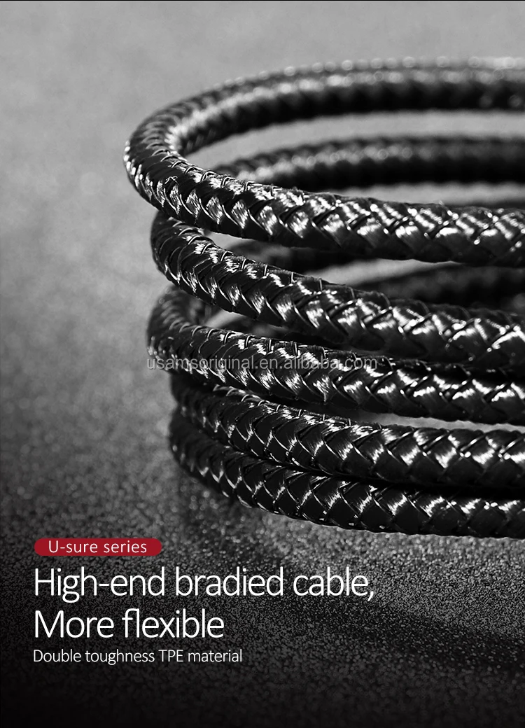 USAMS SJ294 Factory Price Nylon 2.1A Fast Charge Magnetic USB Data Cable for Android - ANKUX.COM