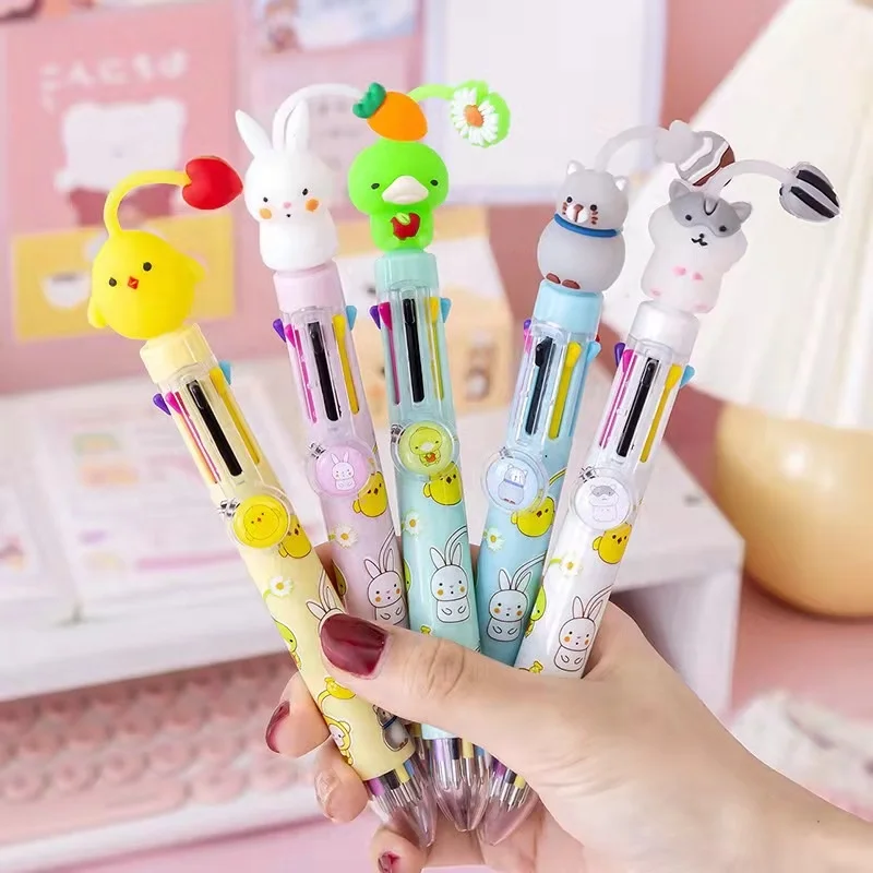 

Wholesale creative 8 color ink cute cartoon animal ball pen for kids