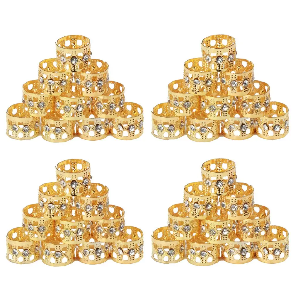 

100pcs Golden Dreadlocks Beads Aluminum Dread Locks Metal Cuffs Hair Decoration Braiding Hair Jewelry Hair Braid Beads, Gold