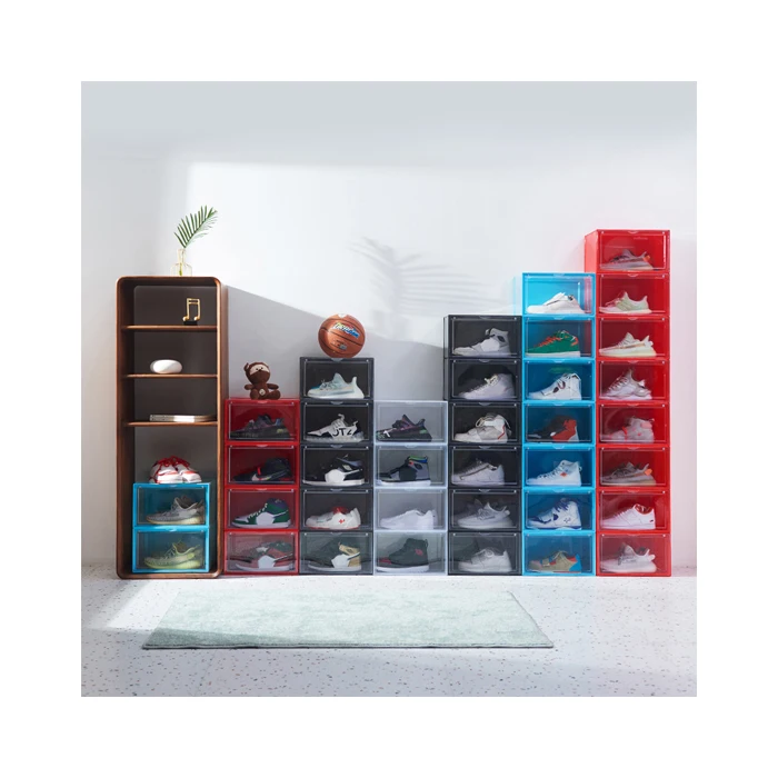 

2020 Hot Selling Transparent Stackable Display Personalized Plastic Clear Drawer Acrylic Storage Shoe Box with Lid