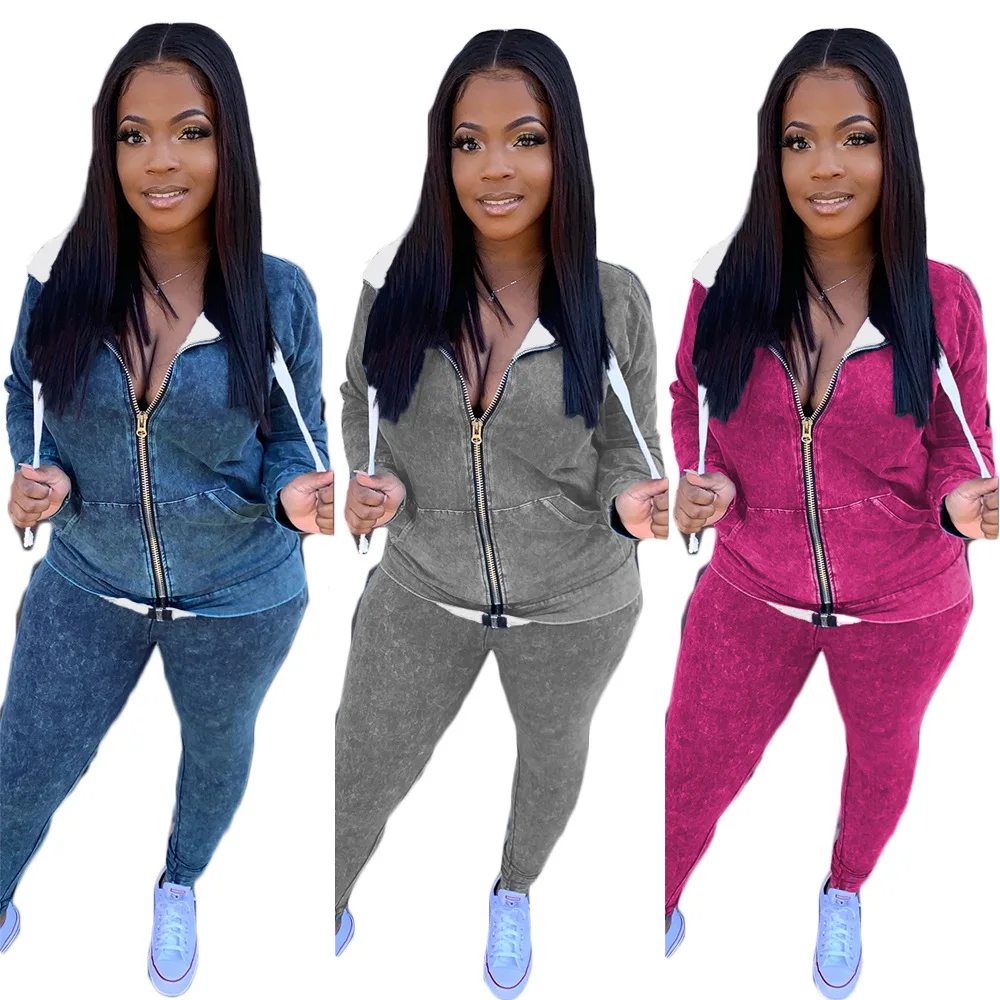 

Wholesale clothes fashion sports two piece pants set autumn leisure sports fitness women clothing