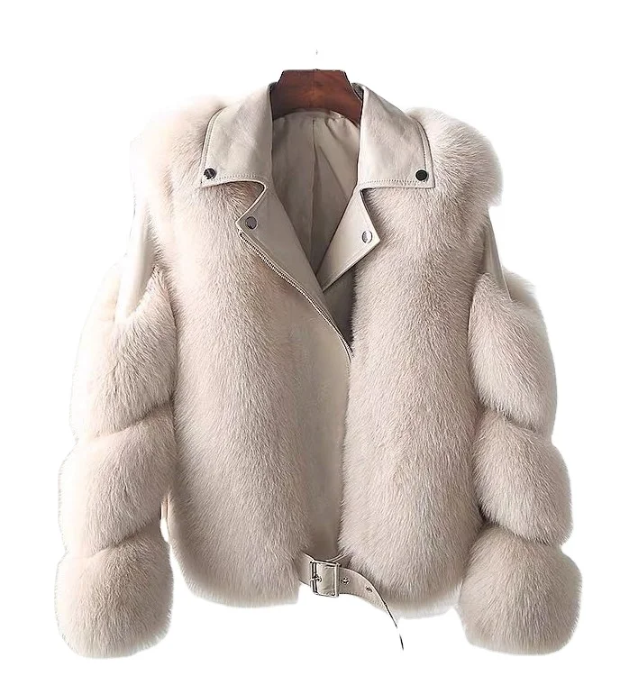 

Winter 2020 locomotive sheepskin fur coat model designer ladies real fox fur coat woman fashion leather coat, Customized color