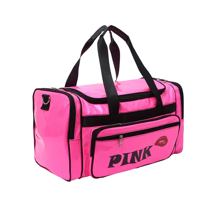

Custom Logo Fashion Large Capacity PU Leather Spend Da Night Bag Gym Weekend Women Overnight Bag Pink Travel Duffle Bag, 6 colors
