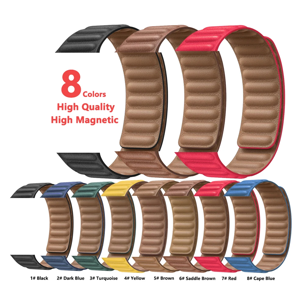 

IVANHOE Leather Link Strap For Apple Watch Band 44mm 40mm 38mm 42mm Watchband Magnetic Loop Bracelet iWatch Series 6 SE 5 4 3, Multi-color optional or customized