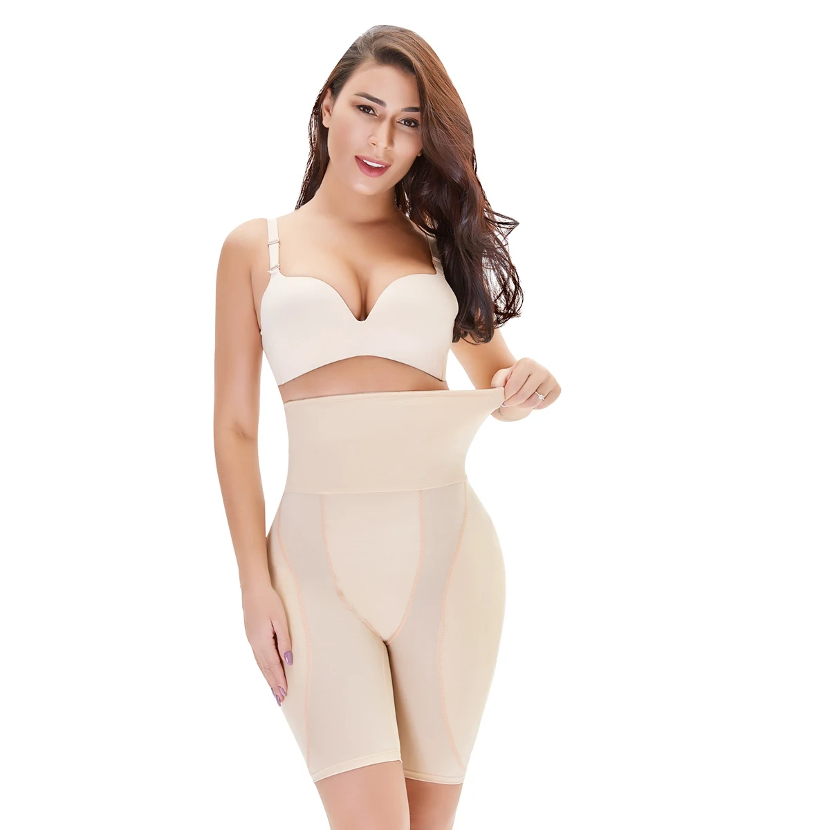 

New wholesale removable butt padded high waist lifter waist trainer shaper panties women's underwear hip padding shapewear, Black, nude