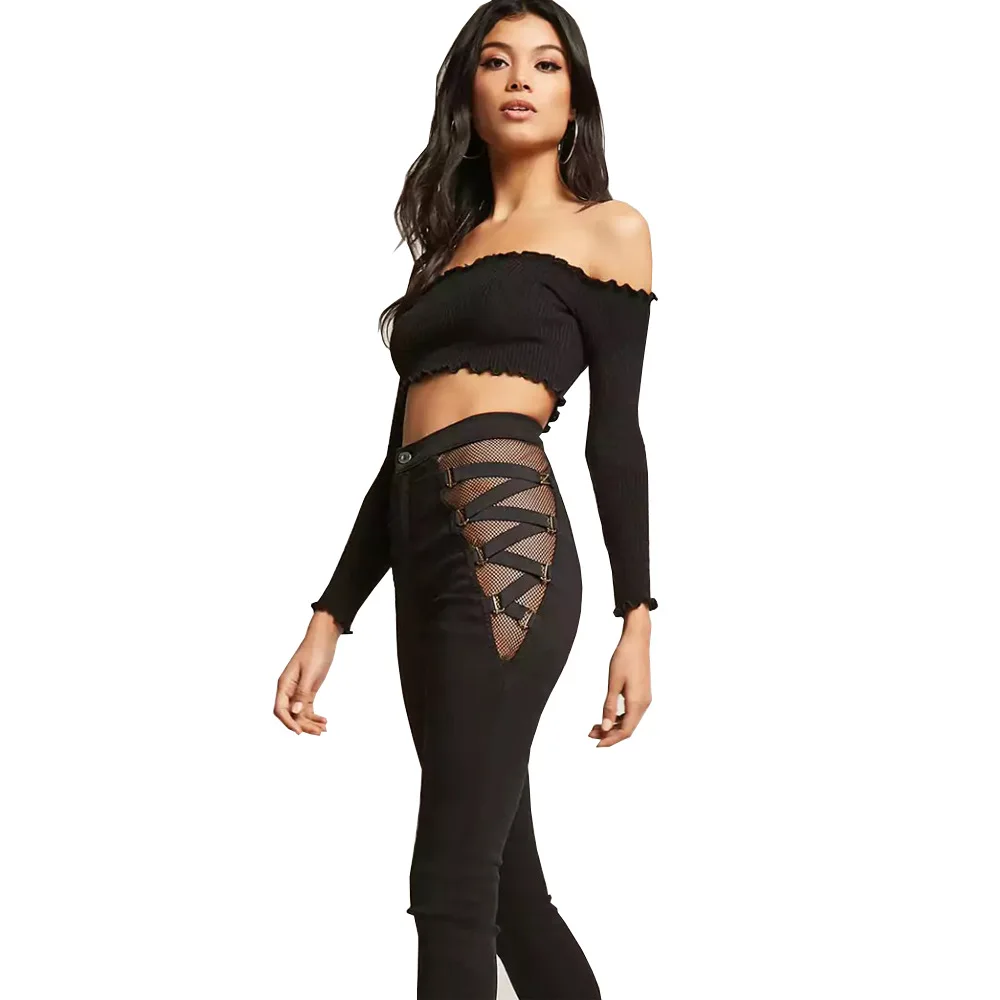 

2020 New Arrivals Amazon ladies bandage women pantalones jeans trousers